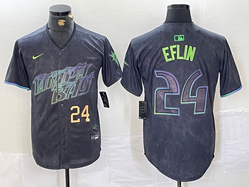 Men Tampa Bay Rays #24 Eflin Black City Edition Nike 2024 MLB Jersey style 2->tampa bay rays->MLB Jersey